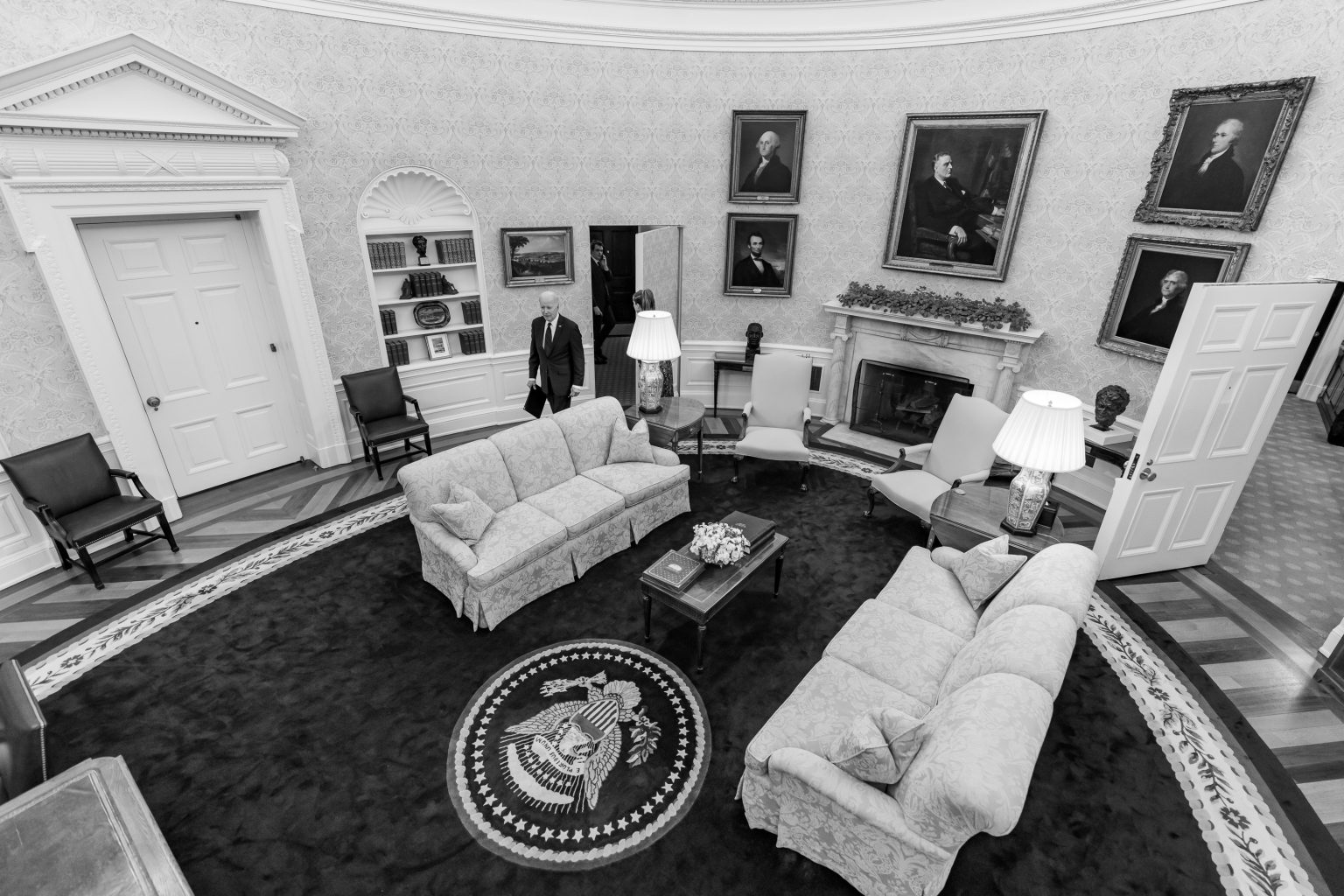 President Joe Biden returns to the Oval Office of the White House, Tuesday, May 9, 2023, after delivering remarks to the press on his meeting with Congressional leadership about the debt ceiling. (Official White House Photo by Adam Schultz)